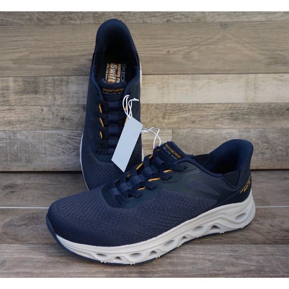 Skechers Swift Fit Hands Free Sneakers Men’s 9.5 Navy Memory Foam Shoes New